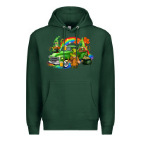 Sports Green St. Patrick's Day truck with gnomies Premium Hoodie - CowGirlArtShop