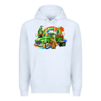 White St. Patrick's Day truck with gnomies Premium Hoodie - CowGirlArtShop