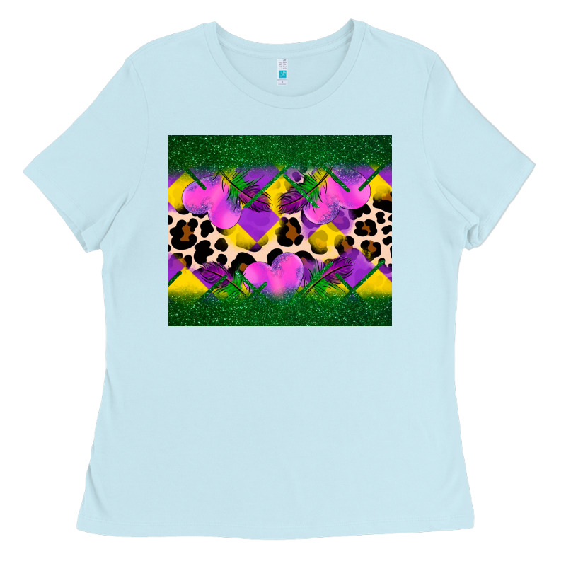 Mardi Gras Leopard And Heart Ladies Tee by AdoDesignShop | Teevron