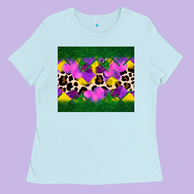 Mardi Gras Leopard And Heart Ladies Tee Designed By Adodesignshop