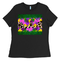 Black mardi gras Leopard and heart Ladies Tee - AdoDesignShop