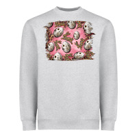 Heather Grey Easter Quail Eggs And Leopard Bunny Heavyweight Sweatshirt - RanaPortraitStore
