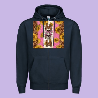 Skull Mom Sunflowers Zipper Hoodie Designed By Tumblerdesignbyshophia