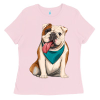 Bubblegum Pink english bulldog Ladies Tee - Artiststas