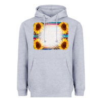 Heather Grey Serape Bleached Sunflowers Leopard Background Heavyweight Hoodie - CowCowDesign