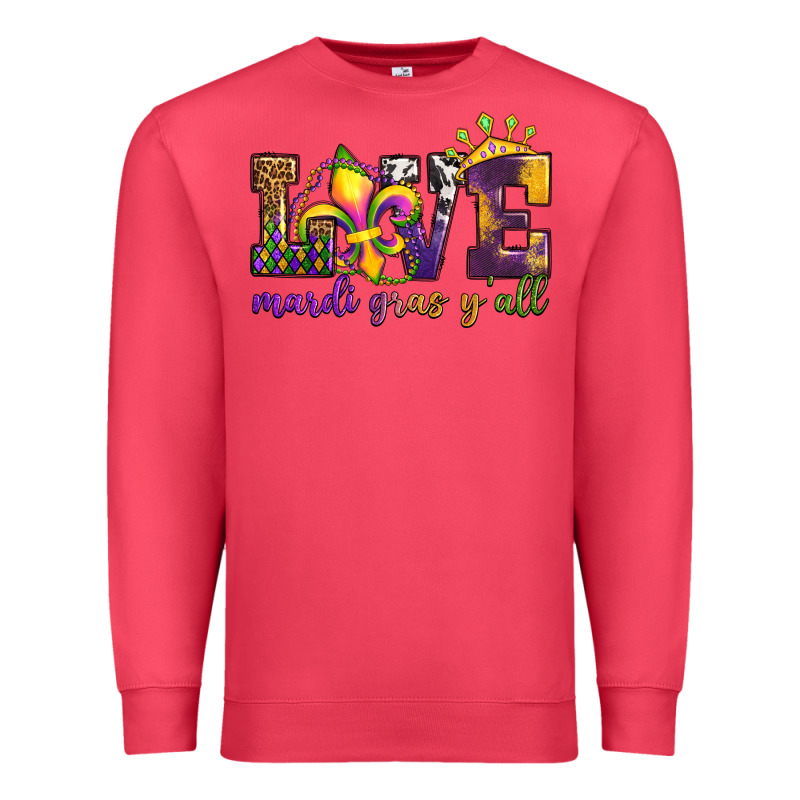 Love. Ardi Gras Y'all Premium Sweatshirt by OliviaCreatesArt | Teevron