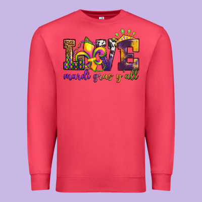 Love. Ardi Gras Y'all Premium Sweatshirt Designed By Oliviacreatesart