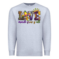Heather Grey love. ardi gras y'all Premium Sweatshirt - OliviaCreatesArt