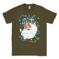 Army Green Western Santa Christmas Classic Tee - NancyCooperArtShop