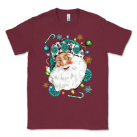 Burgundy Western Santa Christmas Classic Tee - NancyCooperArtShop