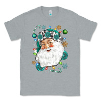 Heather Grey Western Santa Christmas Classic Tee - NancyCooperArtShop