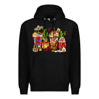 Black Cino De Mayo coffee cups Mexico Premium Hoodie - HowdyJamesFarm