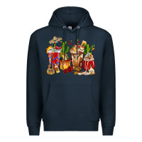 Navy Cino De Mayo coffee cups Mexico Premium Hoodie - HowdyJamesFarm
