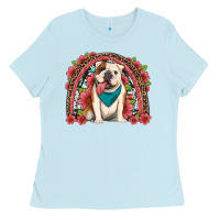 Baby Blue english bulldog floral rainbow Ladies Tee - Artiststas