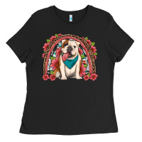 Black english bulldog floral rainbow Ladies Tee - Artiststas
