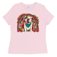 Bubblegum Pink english bulldog floral rainbow Ladies Tee - Artiststas