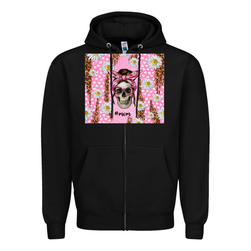 Skull Mom Pink Glitter With Daisy Zipper Hoodie by TumblerDesignByShophia | Teevron