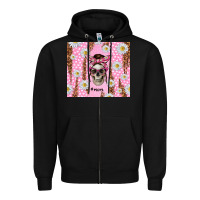 Black skull mom pink glitter with daisy Zipper Hoodie - TumblerDesignByShophia