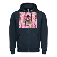 Navy skull mom pink glitter with daisy Zipper Hoodie - TumblerDesignByShophia