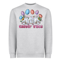 Heather Grey Easter Vibes with Bunny and Eggs Heavyweight Sweatshirt - RanaPortraitStore