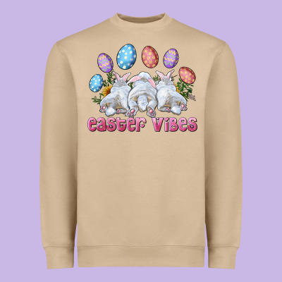 Easter Vibes With Bunny And Eggs Heavyweight Sweatshirt Designed By Ranaportraitstore