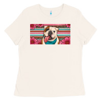 Bone english bulldog floral license plate Ladies Tee - Artiststas