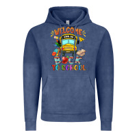 Vintage Denim welcome back to school with school bus Vintage Hoodie - NancyCooperArtShop