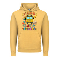 Vintage Mustard welcome back to school with school bus Vintage Hoodie - NancyCooperArtShop