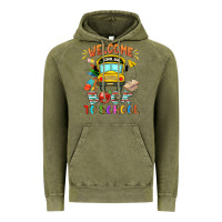 Vintage Olive welcome back to school with school bus Vintage Hoodie - NancyCooperArtShop