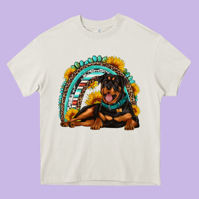 Rottweiler  Rainbow Heavy Core Tee Designed By Artiststas