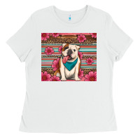 White british bulldog floral serape Ladies Tee - Artiststas