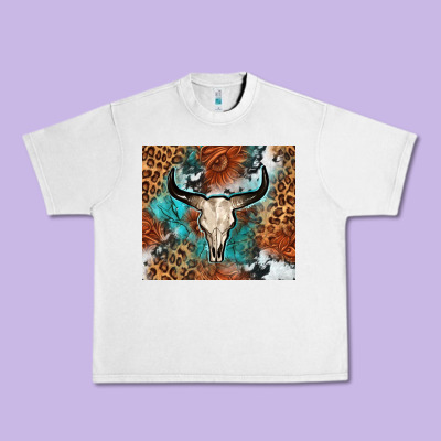 Western With Bull Skull Urban Heavy Tee Designed By Nancycooperartshop