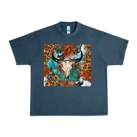 Midnight Navy Western with bull skull Urban Heavy Tee - NancyCooperArtShop