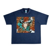 Navy Western with bull skull Urban Heavy Tee - NancyCooperArtShop
