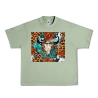 Oil Green Western with bull skull Urban Heavy Tee - NancyCooperArtShop