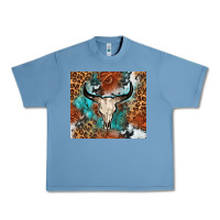 Pebble Blue Western with bull skull Urban Heavy Tee - NancyCooperArtShop