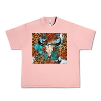Salmon Western with bull skull Urban Heavy Tee - NancyCooperArtShop