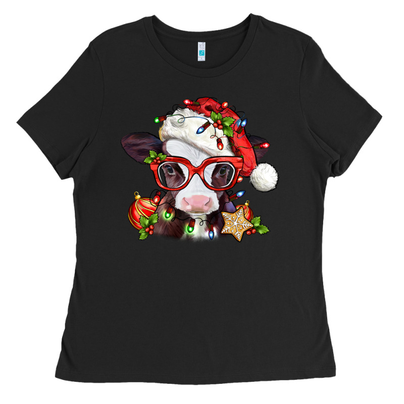 Christmas Baby Cow Ladies Tee by Jasminsmagicworld | Teevron