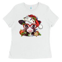 White Christmas baby cow Ladies Tee - Jasminsmagicworld