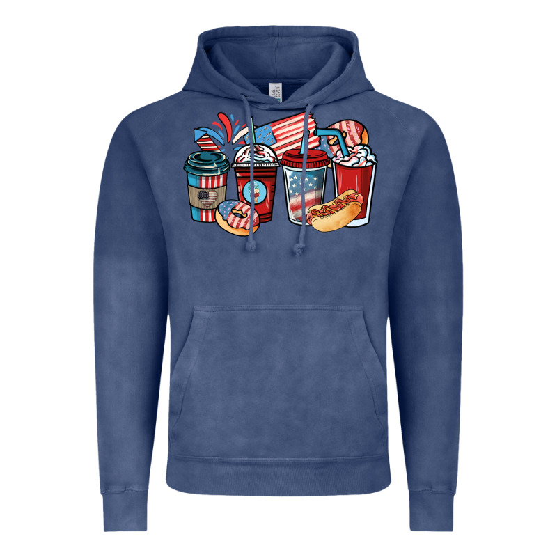 4th Of July Coffee Cups Vintage Hoodie by NancyCooperArtShop | Teevron