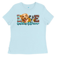 Baby Blue love golden retriever Ladies Tee - Artiststas