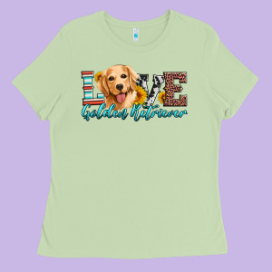Love Golden Retriever Ladies Tee Designed By Artiststas