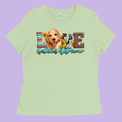 Love Golden Retriever Ladies Tee Designed By Artiststas