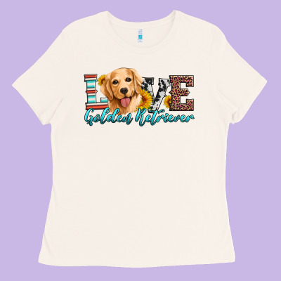 Love Golden Retriever Ladies Tee Designed By Artiststas