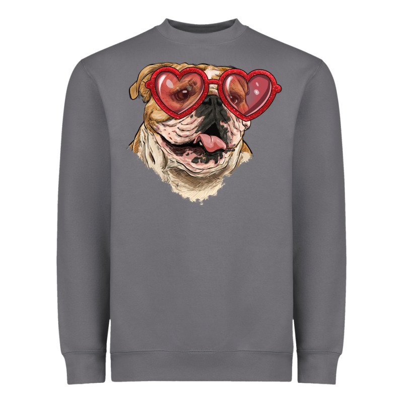 English Bulldog With Love Glass Heavyweight Sweatshirt by RanaPortraitStore | Teevron