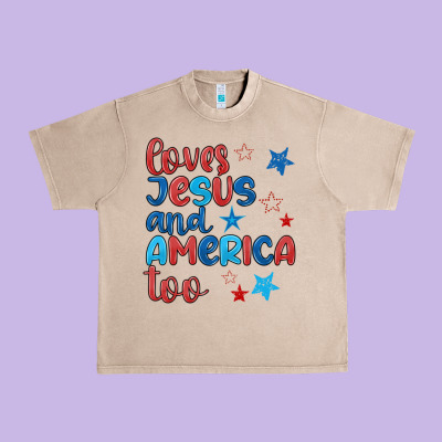 Love Jesus And America Too Urban Heavy Tee Designed By Jahusdesignshop