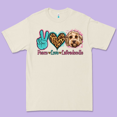 Peace Love Labradoodle Premium Tee Designed By Jasminsmagicworld