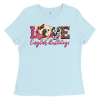 Baby Blue love english bulldogs Ladies Tee - Artiststas