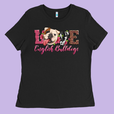 Love English Bulldogs Ladies Tee Designed By Artiststas