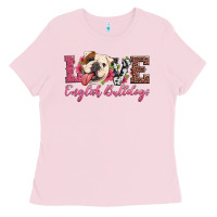 Bubblegum Pink love english bulldogs Ladies Tee - Artiststas